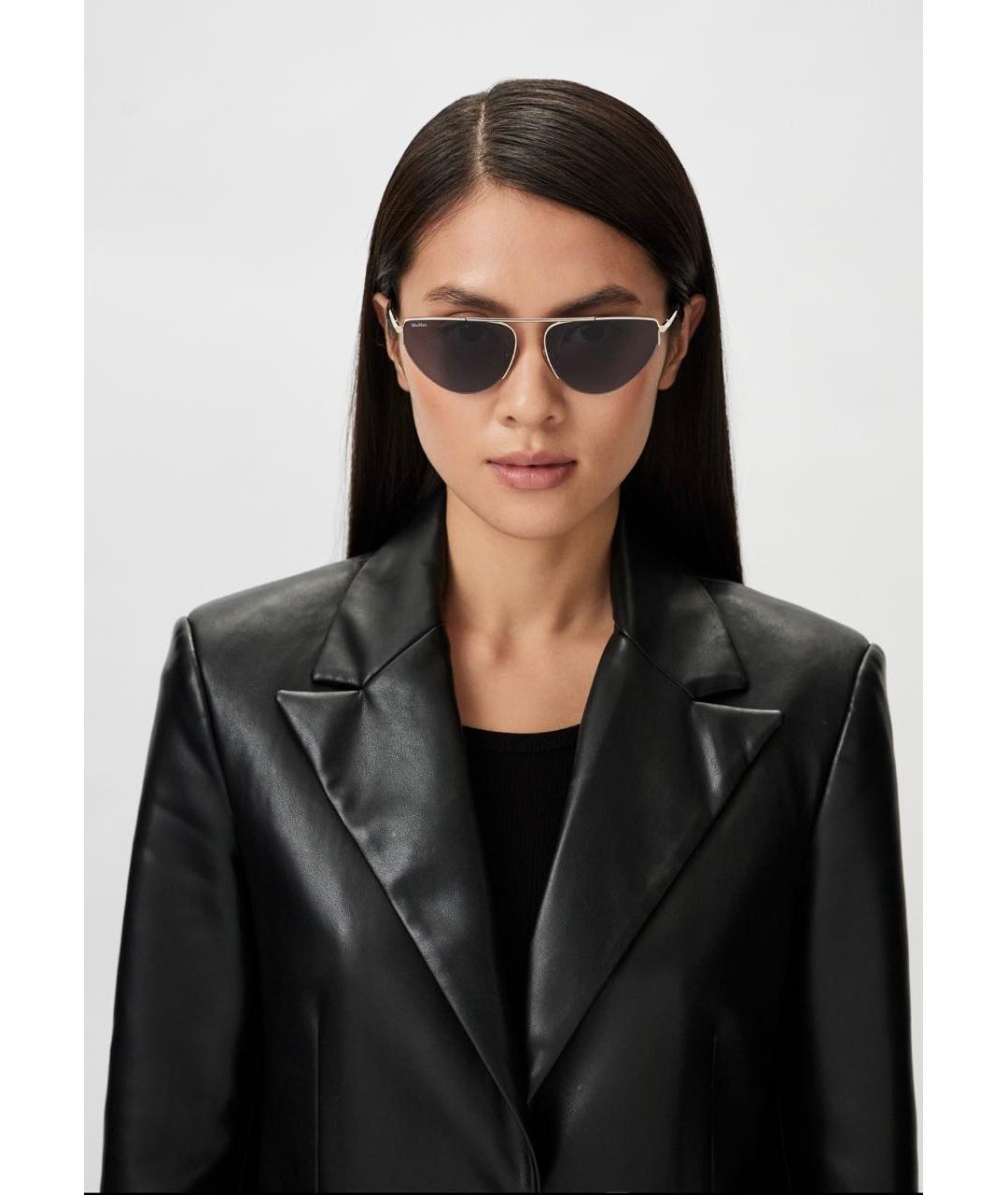 MAX MARA Золотые металлические солнцезащитные очки, фото 6