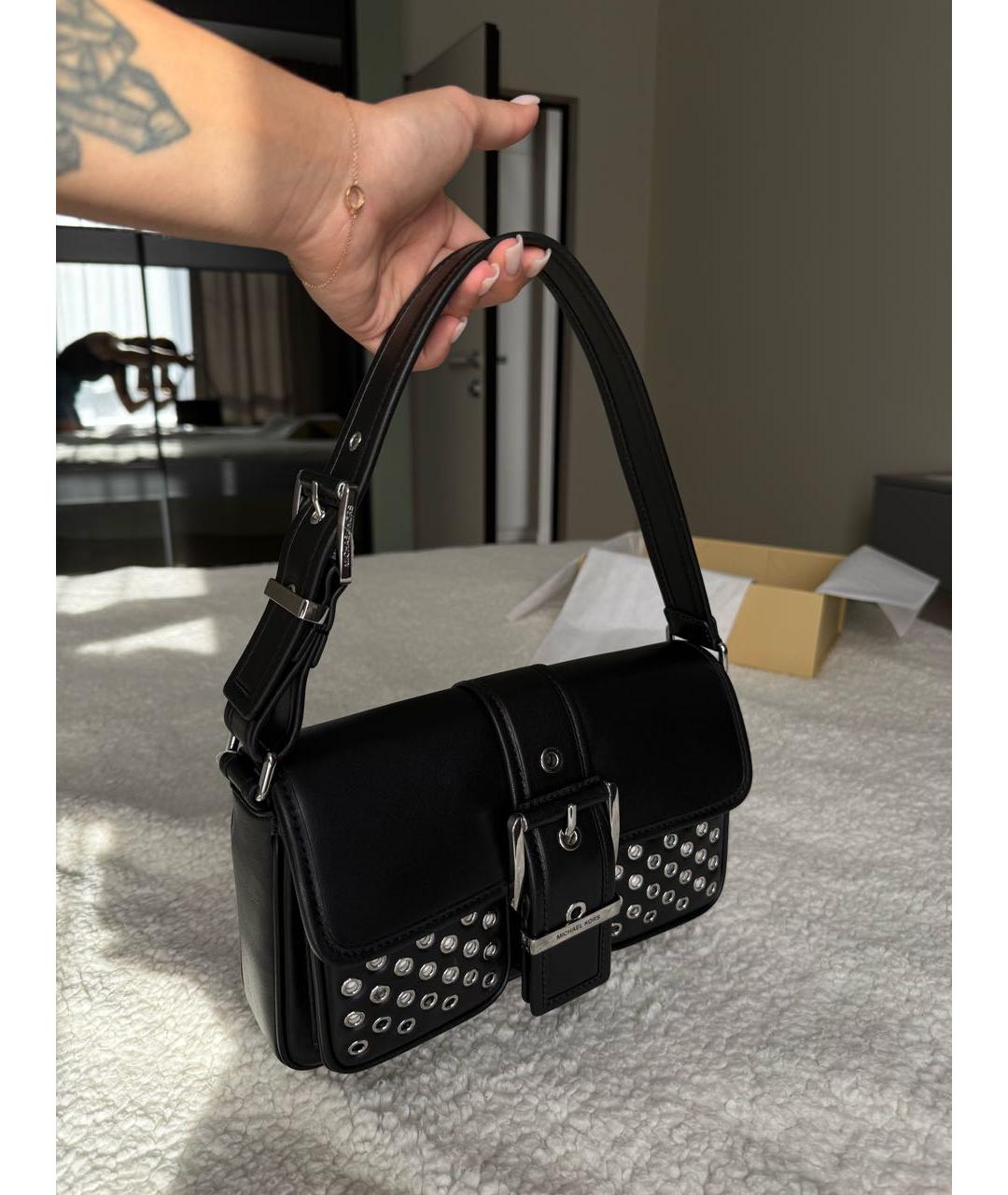 MICHAEL KORS Черная кожаная сумка с короткими ручками, фото 2