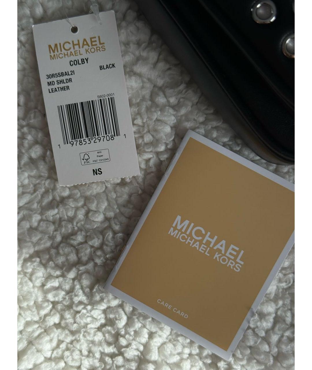 MICHAEL KORS Черная кожаная сумка с короткими ручками, фото 8