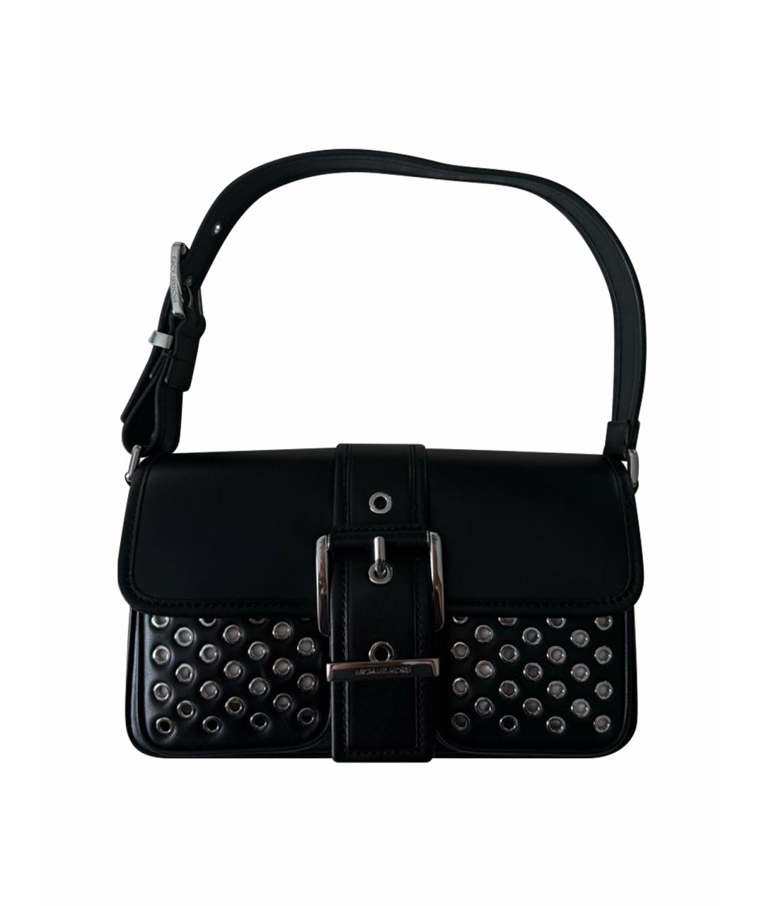 MICHAEL KORS Черная кожаная сумка с короткими ручками, фото 1