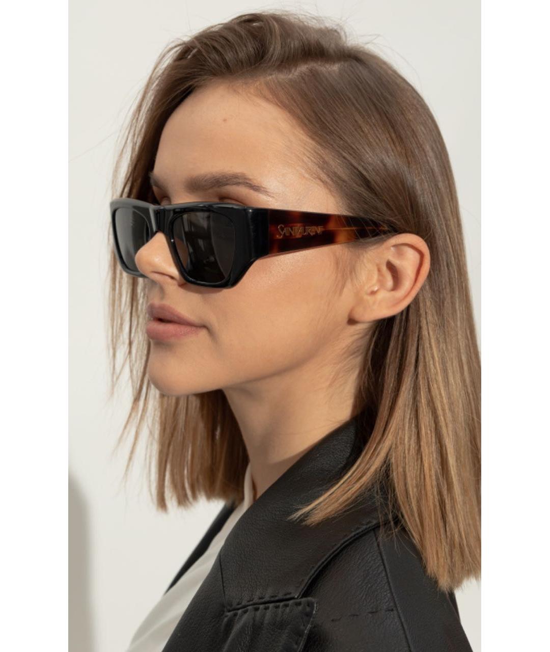 SAINT LAURENT Коричневые пластиковые солнцезащитные очки, фото 3