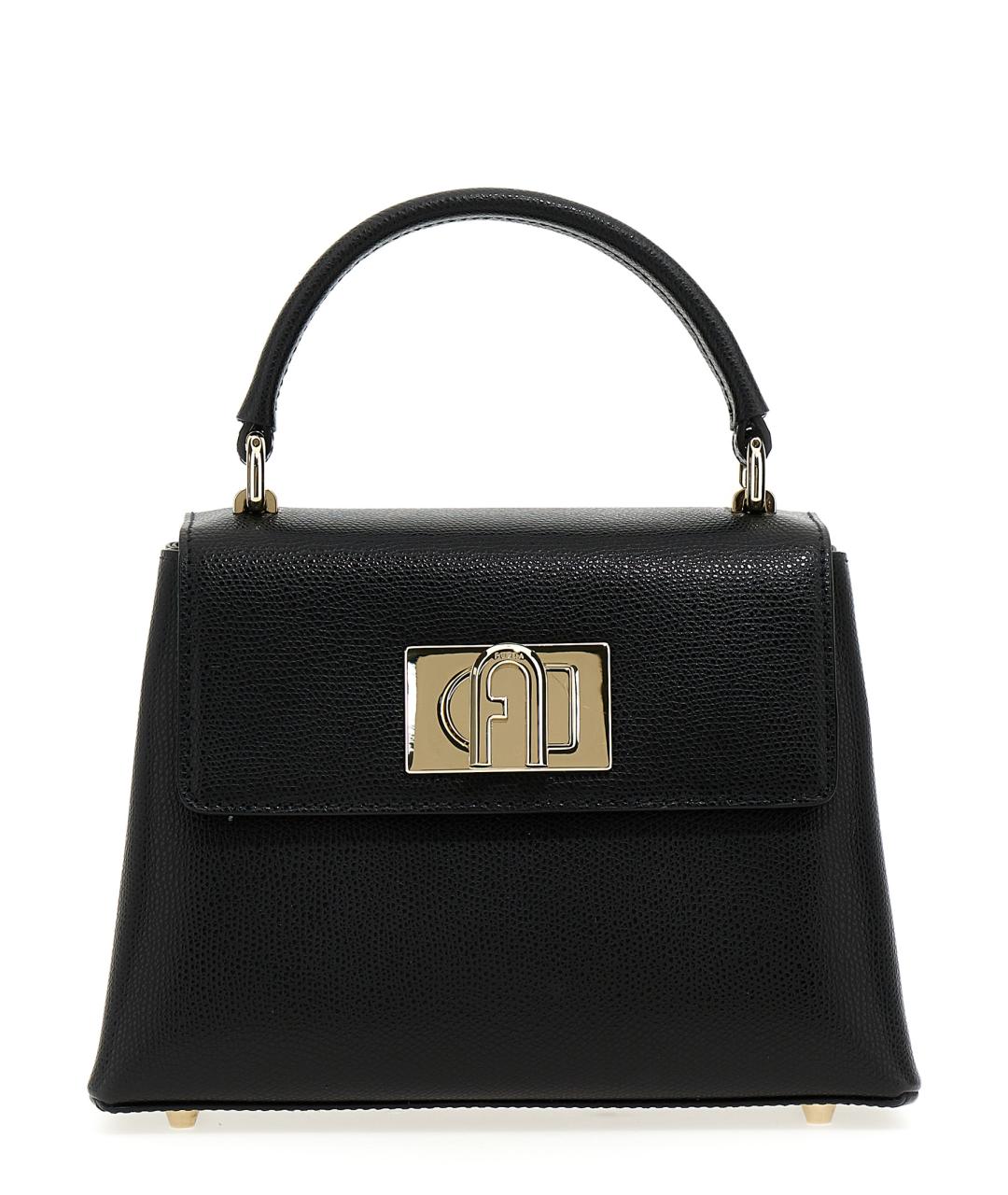 FURLA Черная кожаная сумка с короткими ручками, фото 1