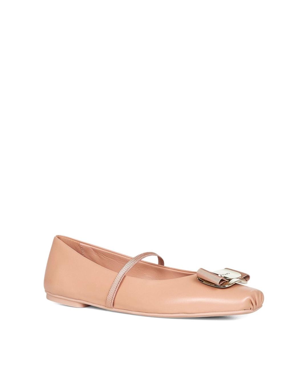 FERRAGAMO Розовые кожаные балетки, фото 2