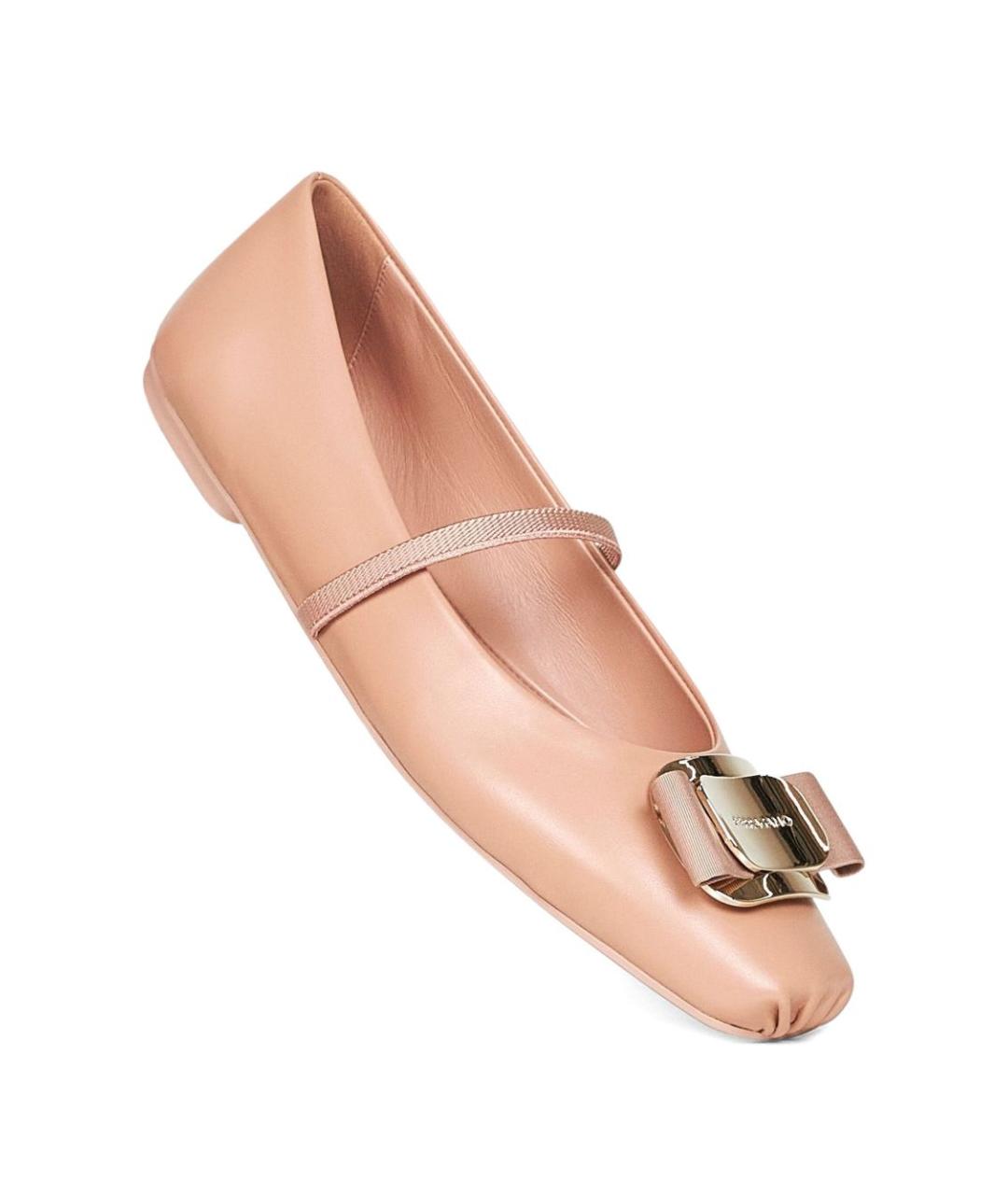 FERRAGAMO Розовые кожаные балетки, фото 3