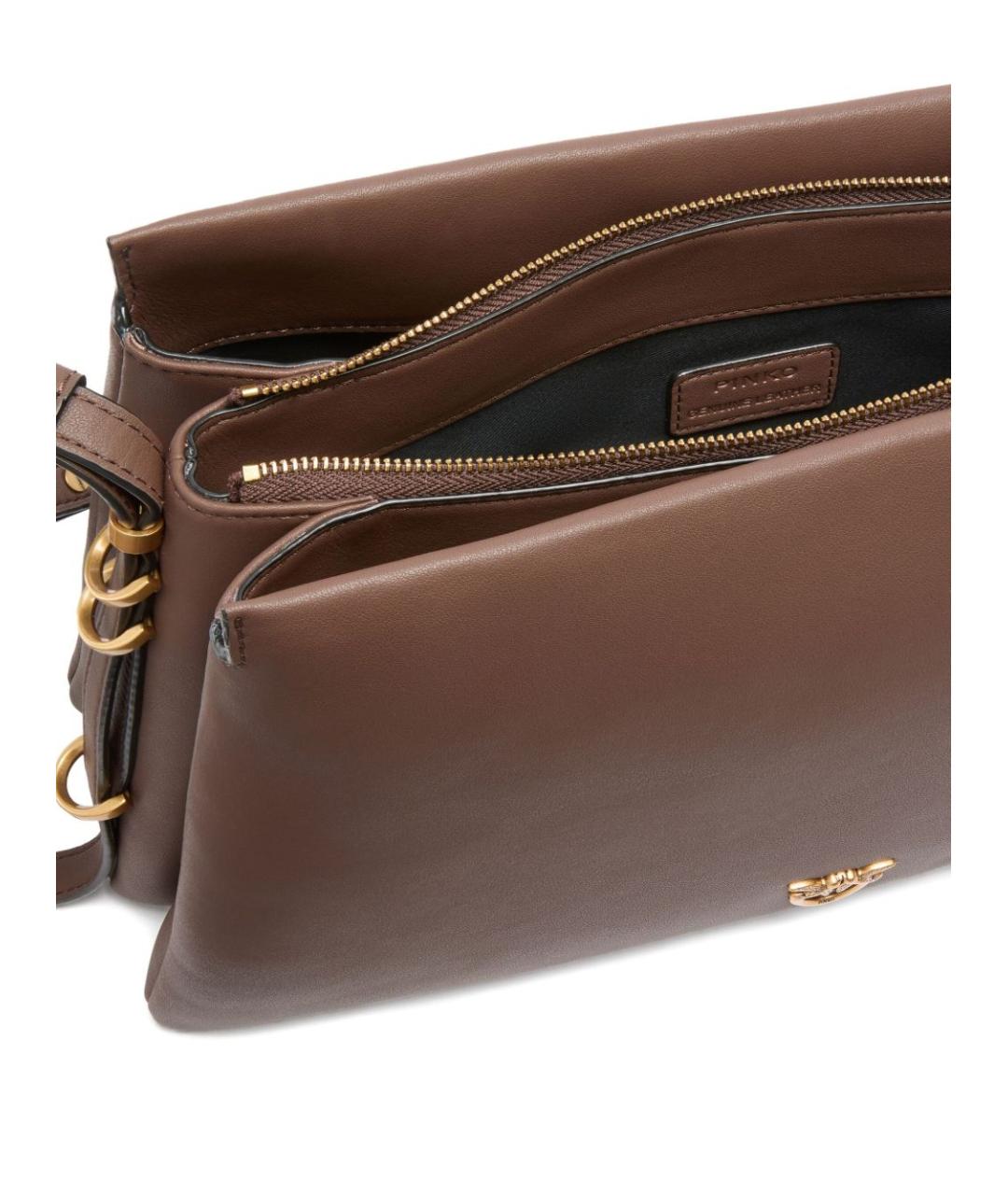 PINKO Коричневая кожаная сумка через плечо, фото 3