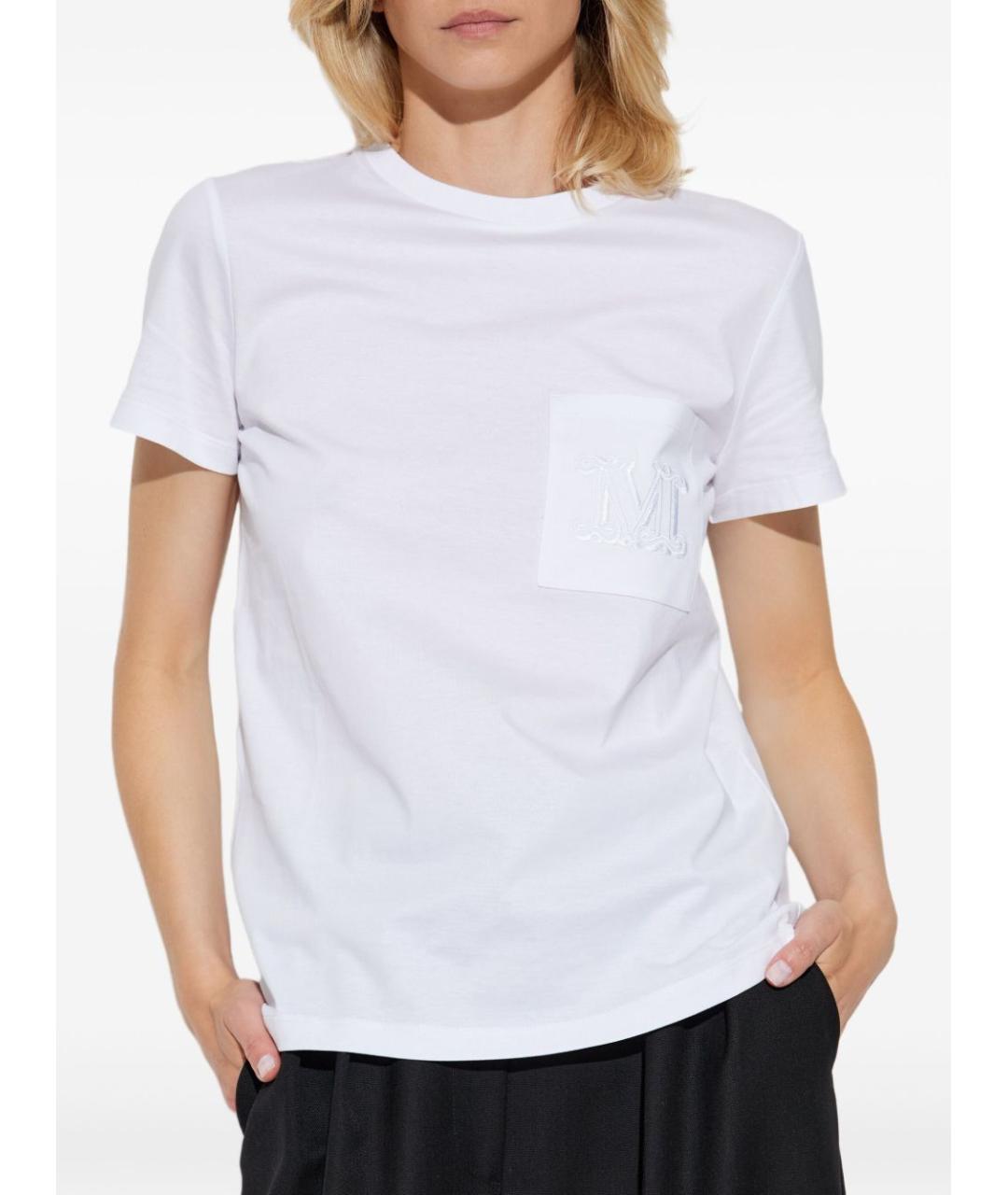 MAX MARA Белая хлопковая футболка, фото 4