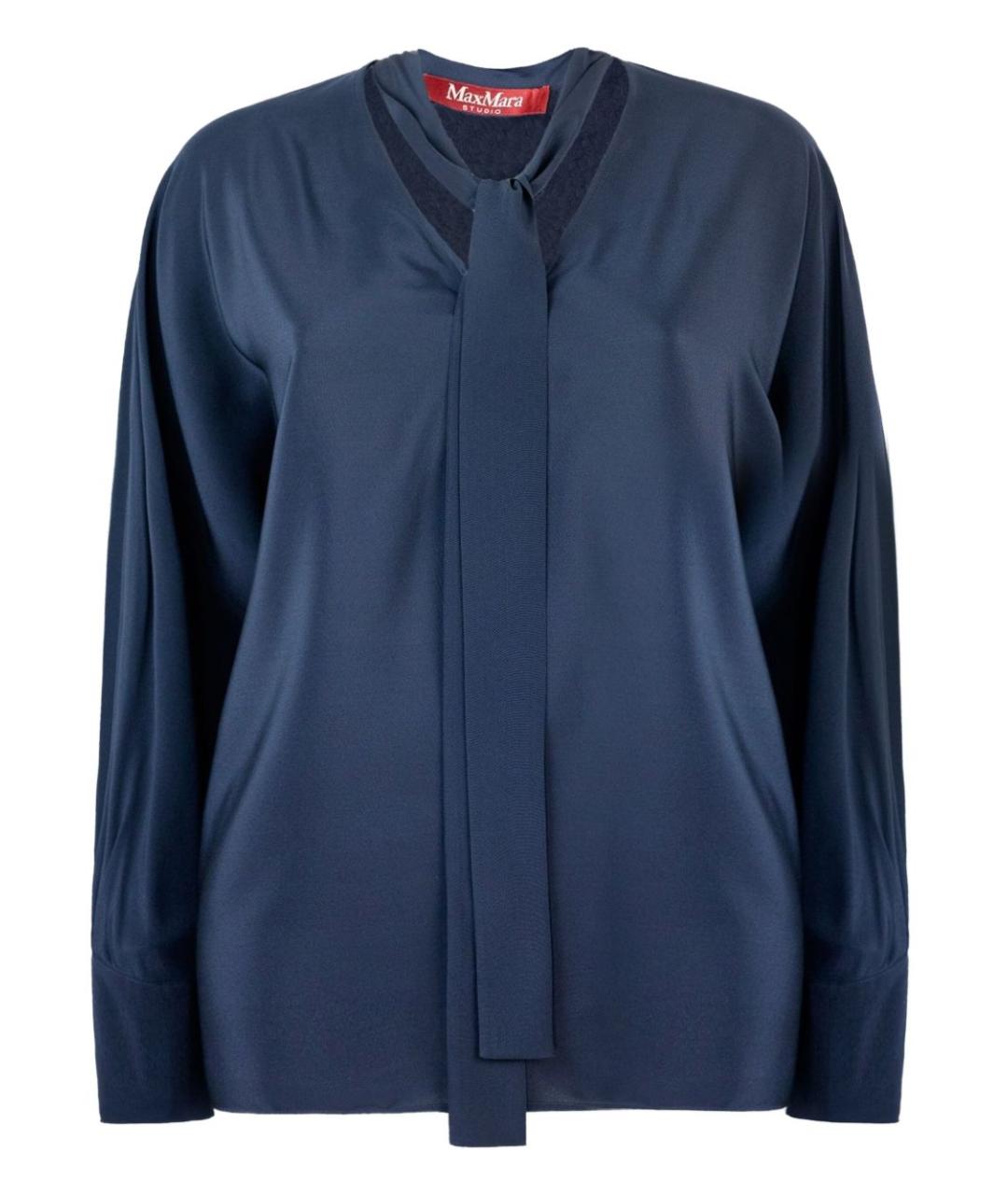 MAX MARA Синяя шелковая блузы, фото 1