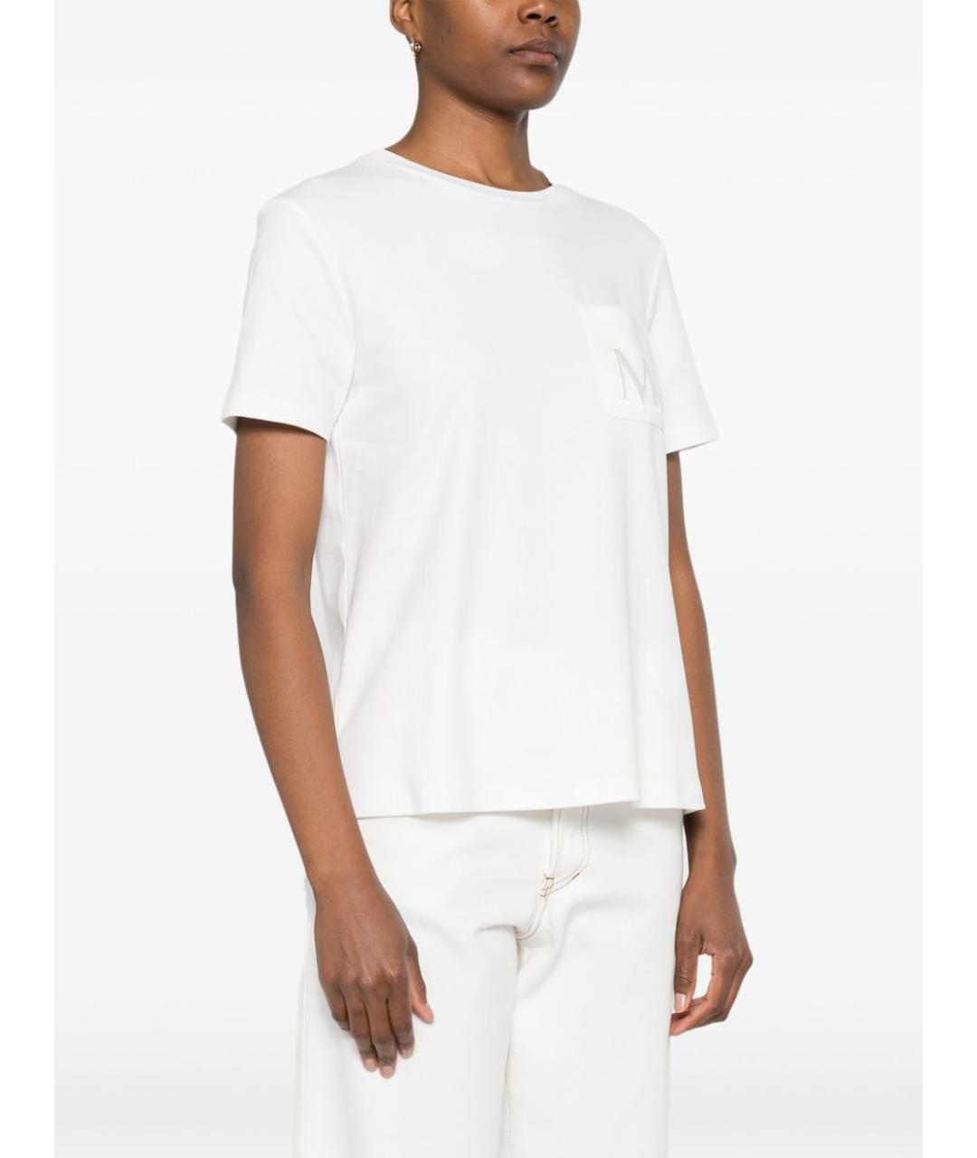 'S MAX MARA Белая хлопковая футболка, фото 3