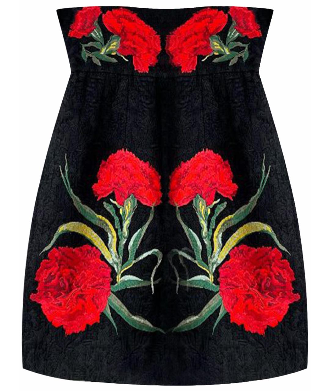 DOLCE&GABBANA Черная хлопковая юбка миди, фото 1