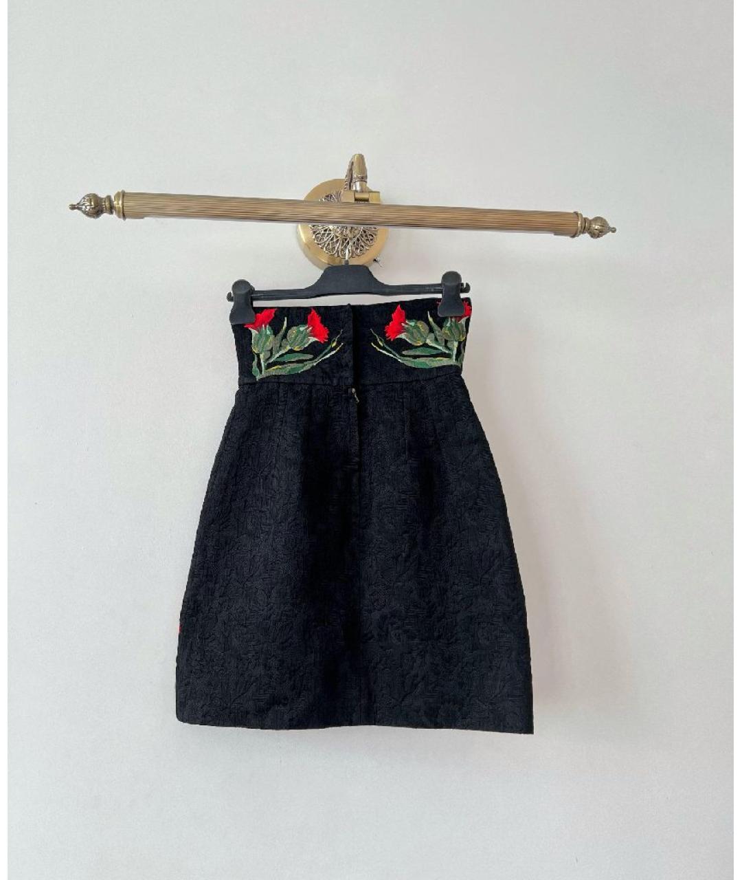 DOLCE&GABBANA Черная хлопковая юбка миди, фото 2