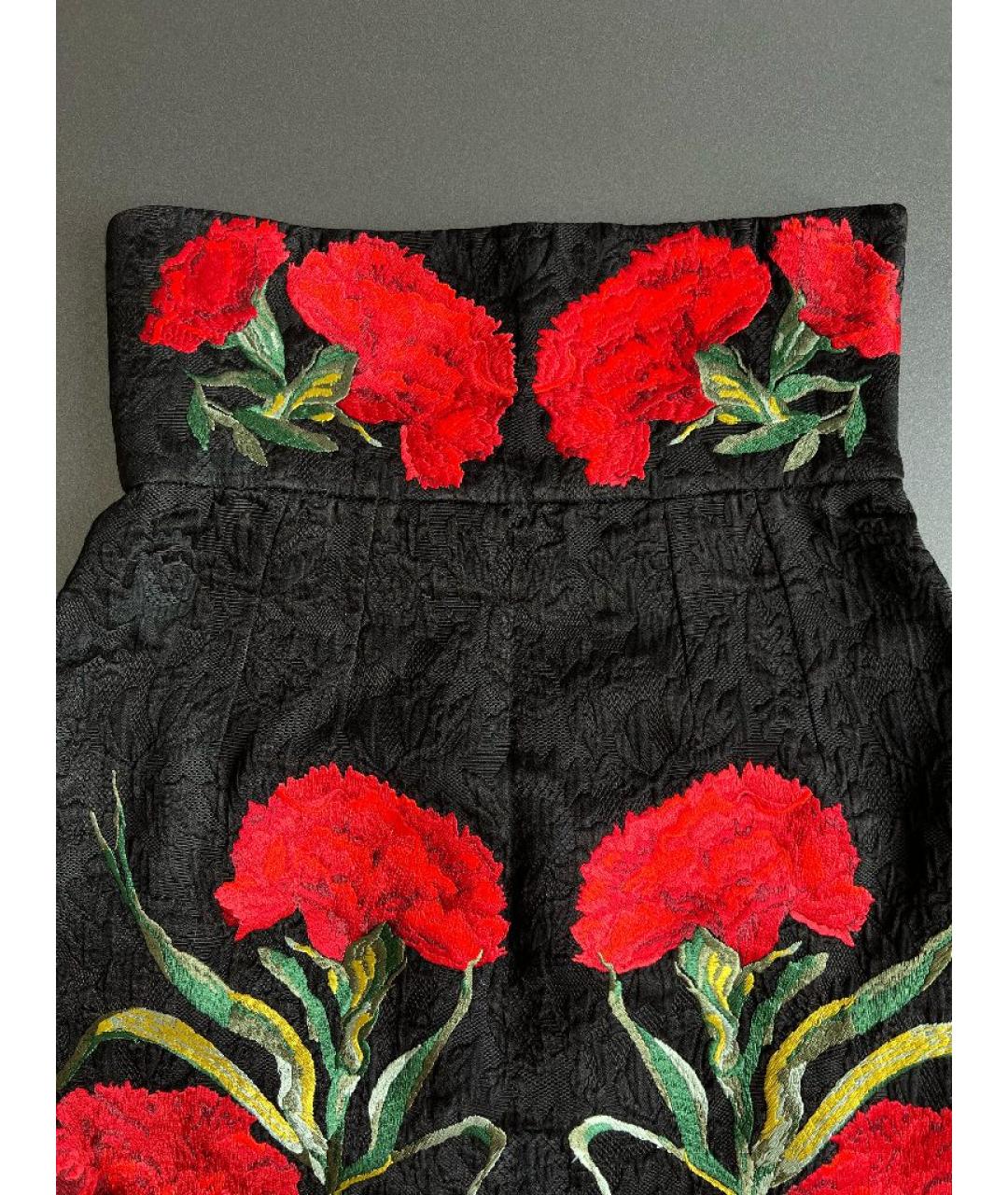 DOLCE&GABBANA Черная хлопковая юбка миди, фото 3