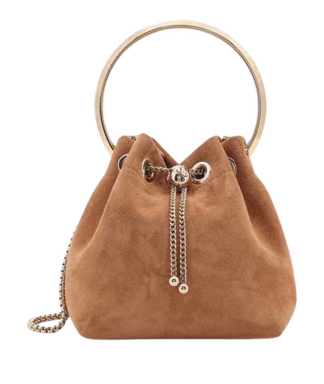 JIMMY CHOO Коричневая замшевая сумка с короткими ручками, фото 1