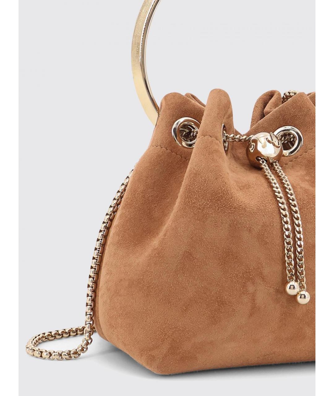 JIMMY CHOO Коричневая замшевая сумка с короткими ручками, фото 3