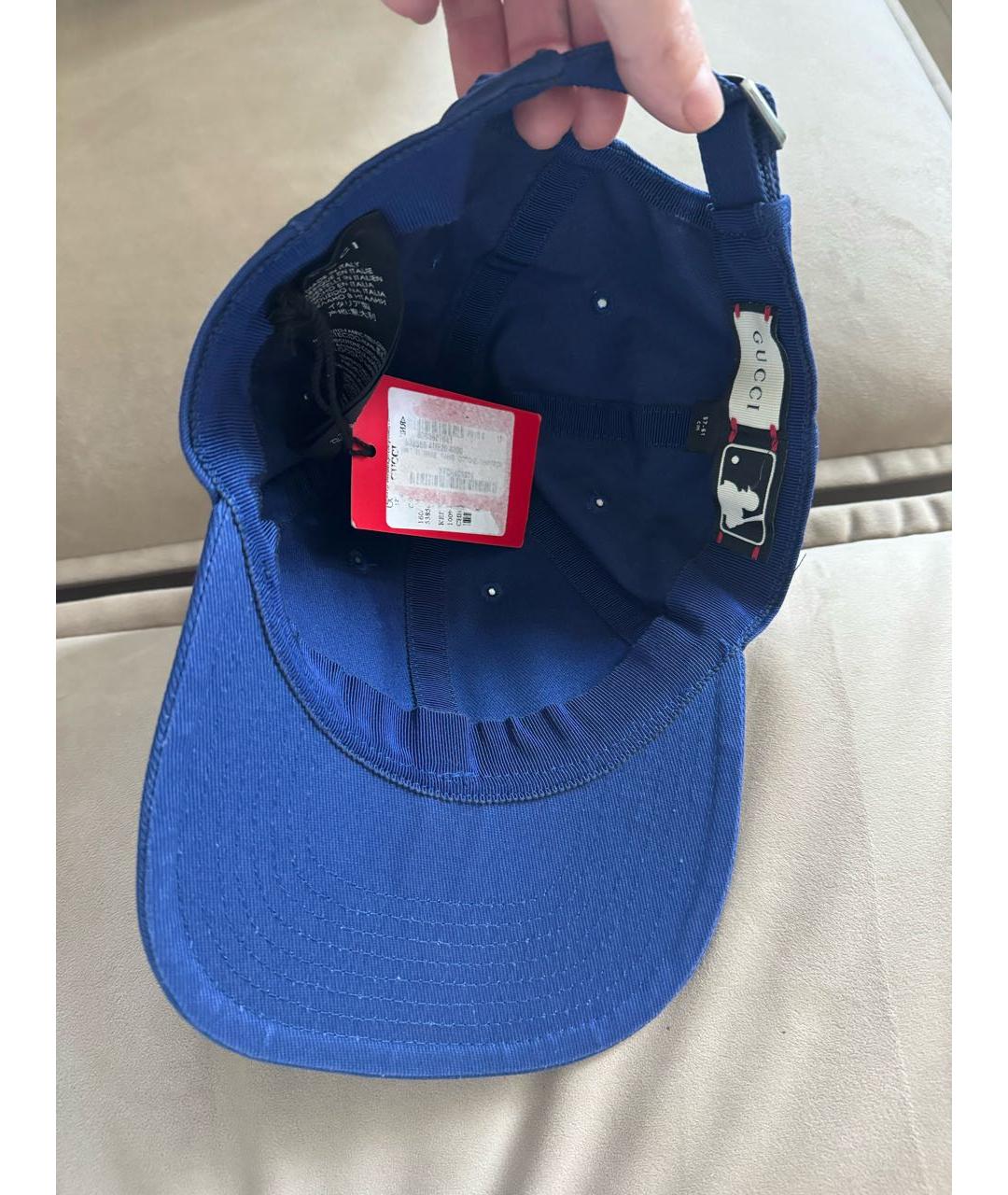 GUCCI Синяя хлопковая кепка, фото 4