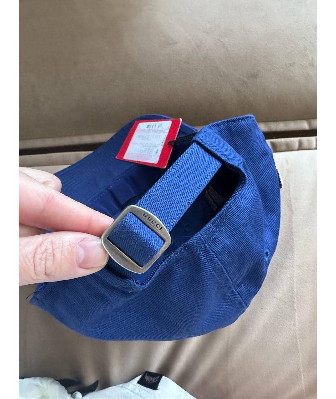 GUCCI Синяя хлопковая кепка, фото 3