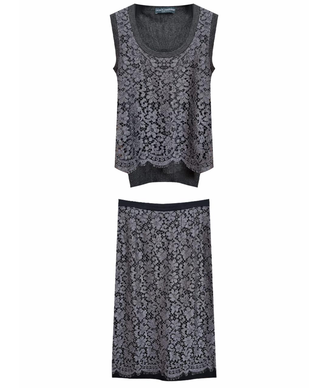 DOLCE&GABBANA Антрацитовый хлопковый костюм с юбками, фото 1