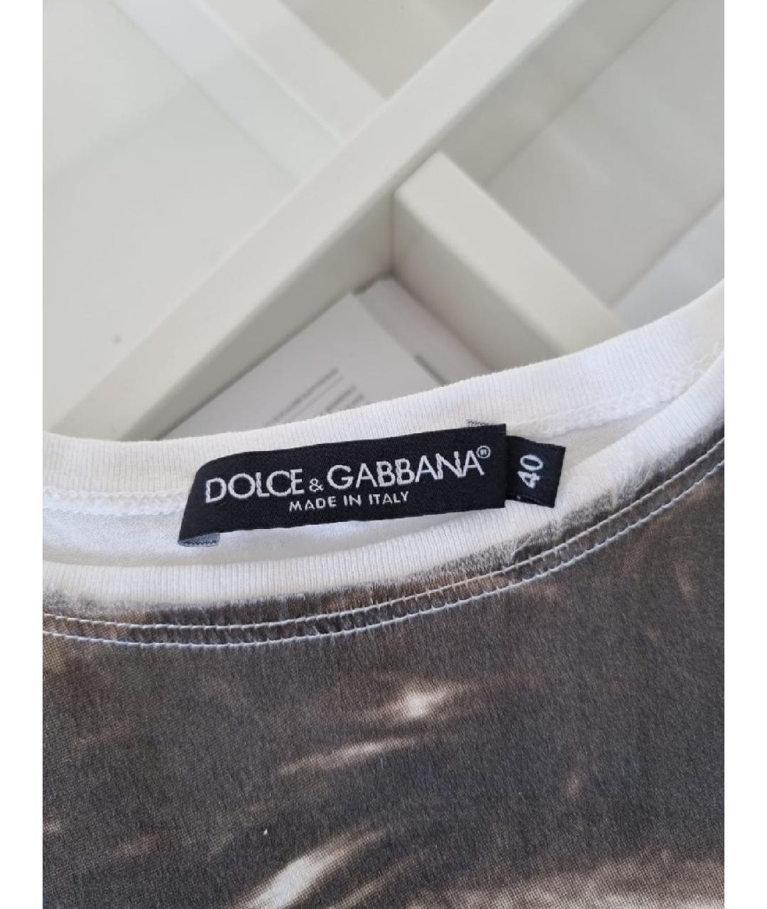 DOLCE&GABBANA Бежевая хлопковая футболка, фото 5