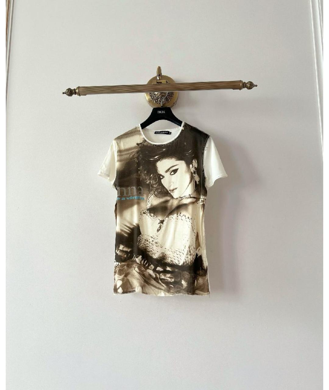 DOLCE&GABBANA Бежевая хлопковая футболка, фото 9