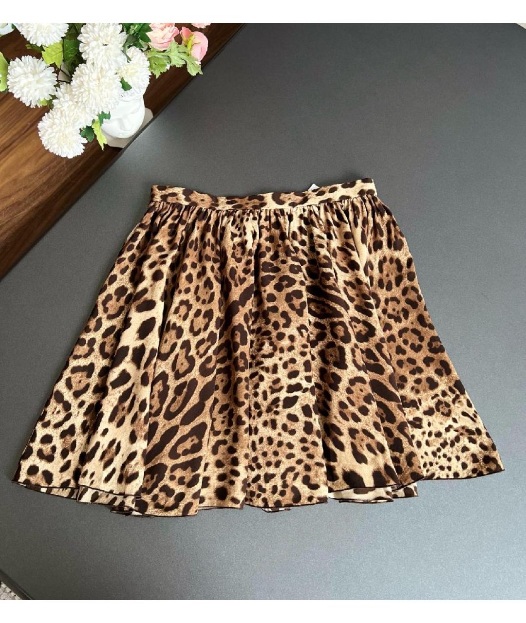 DOLCE&GABBANA Коричневая хлопковая юбка миди, фото 8