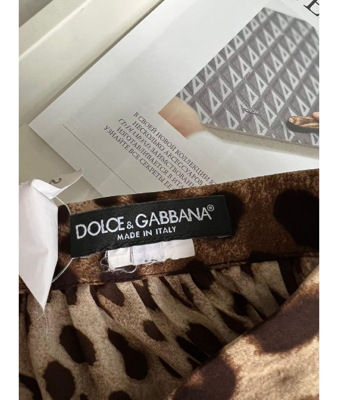 DOLCE&GABBANA Коричневая хлопковая юбка миди, фото 7