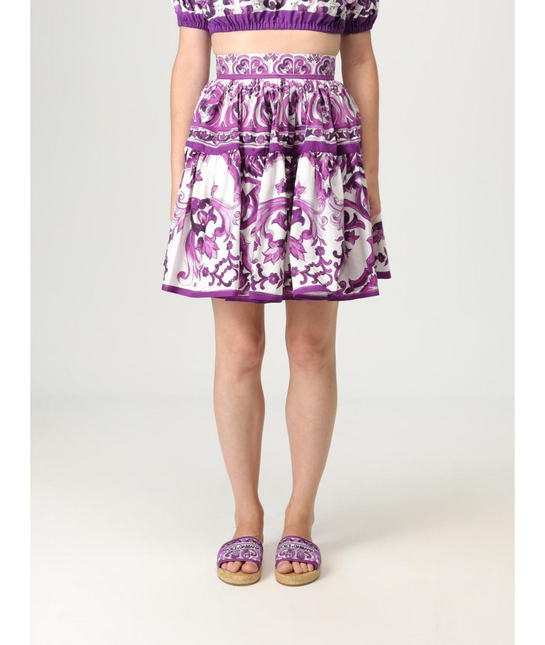 DOLCE&GABBANA Мульти хлопковая юбка мини, фото 2