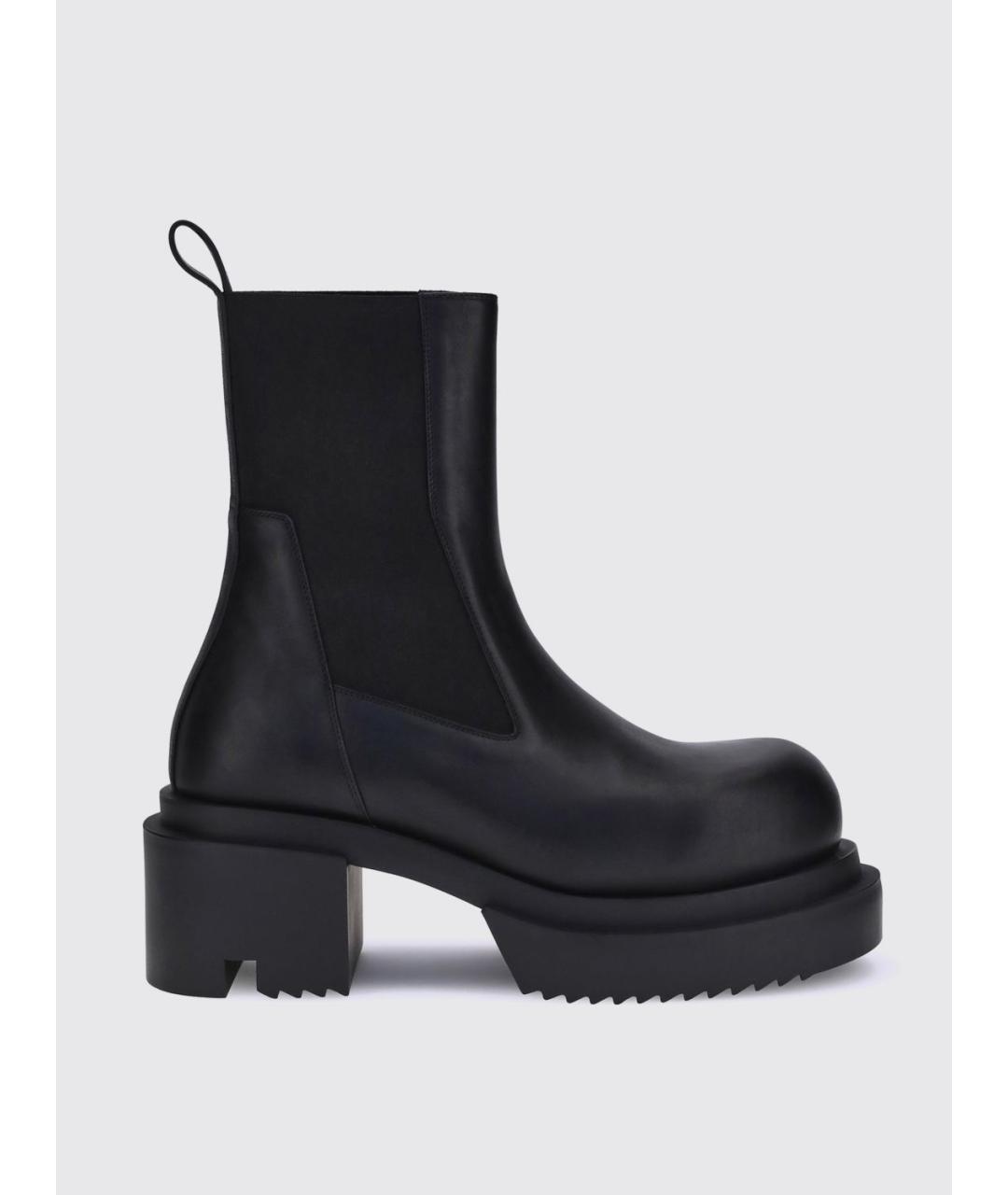 RICK OWENS Черные кожаные высокие ботинки, фото 1