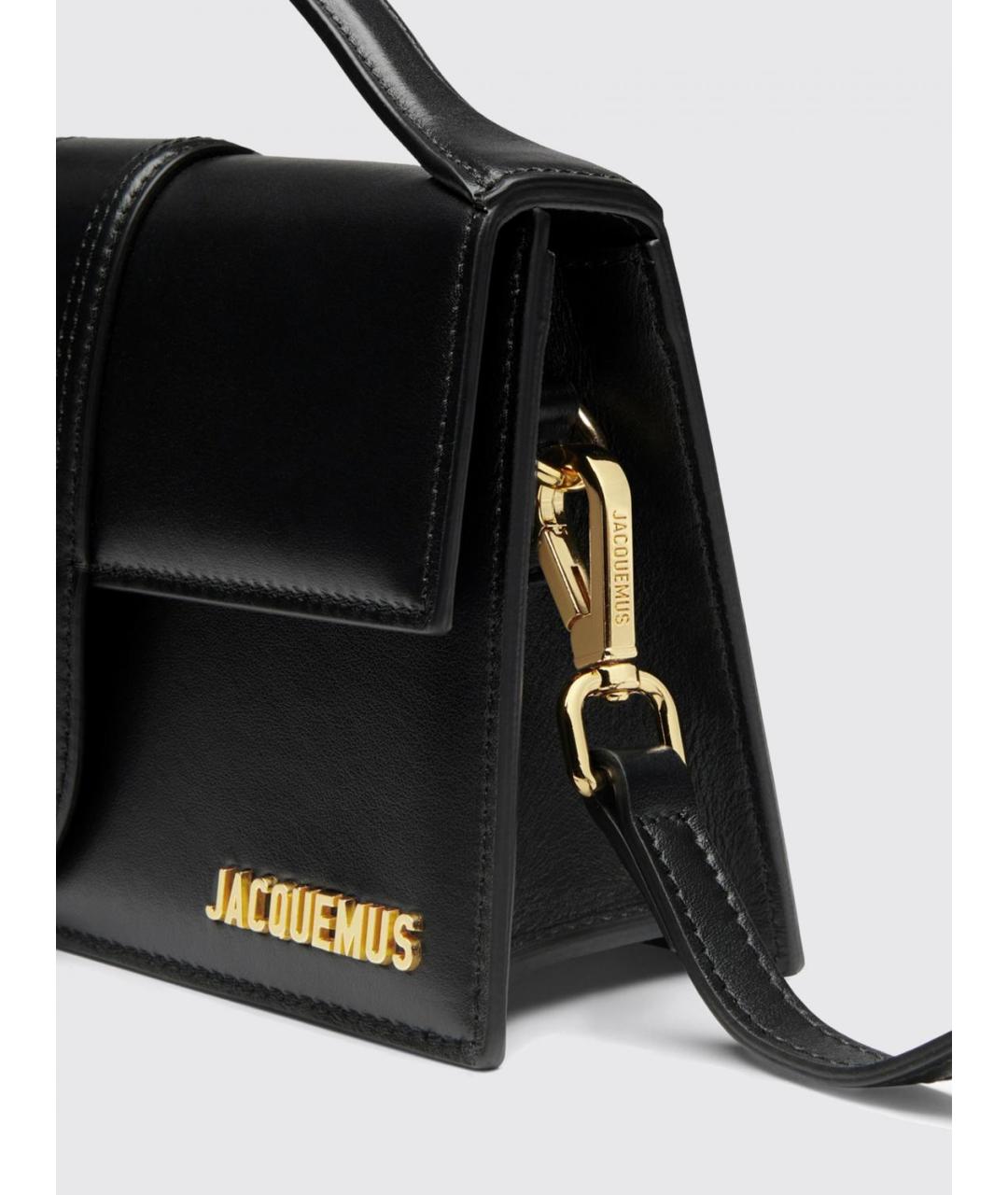 JACQUEMUS Черная кожаная сумка с короткими ручками, фото 4