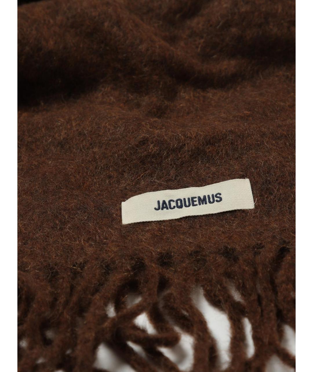 JACQUEMUS Коричневый шерстяной шарф, фото 3