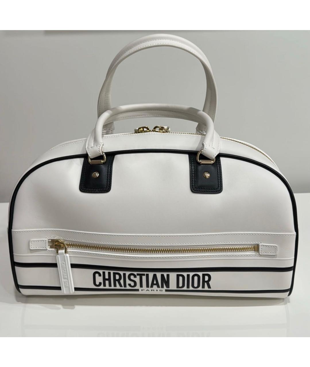 CHRISTIAN DIOR Белая кожаная сумка с короткими ручками, фото 6