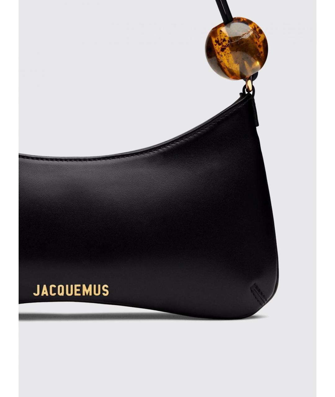 JACQUEMUS Черная кожаная сумка через плечо, фото 4