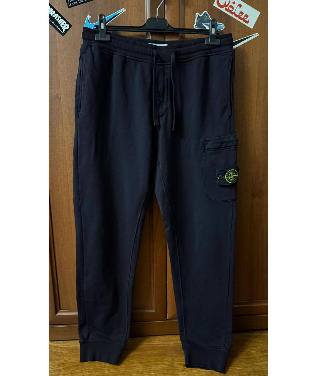 STONE ISLAND Темно-синие хлопковые повседневные брюки, фото 9