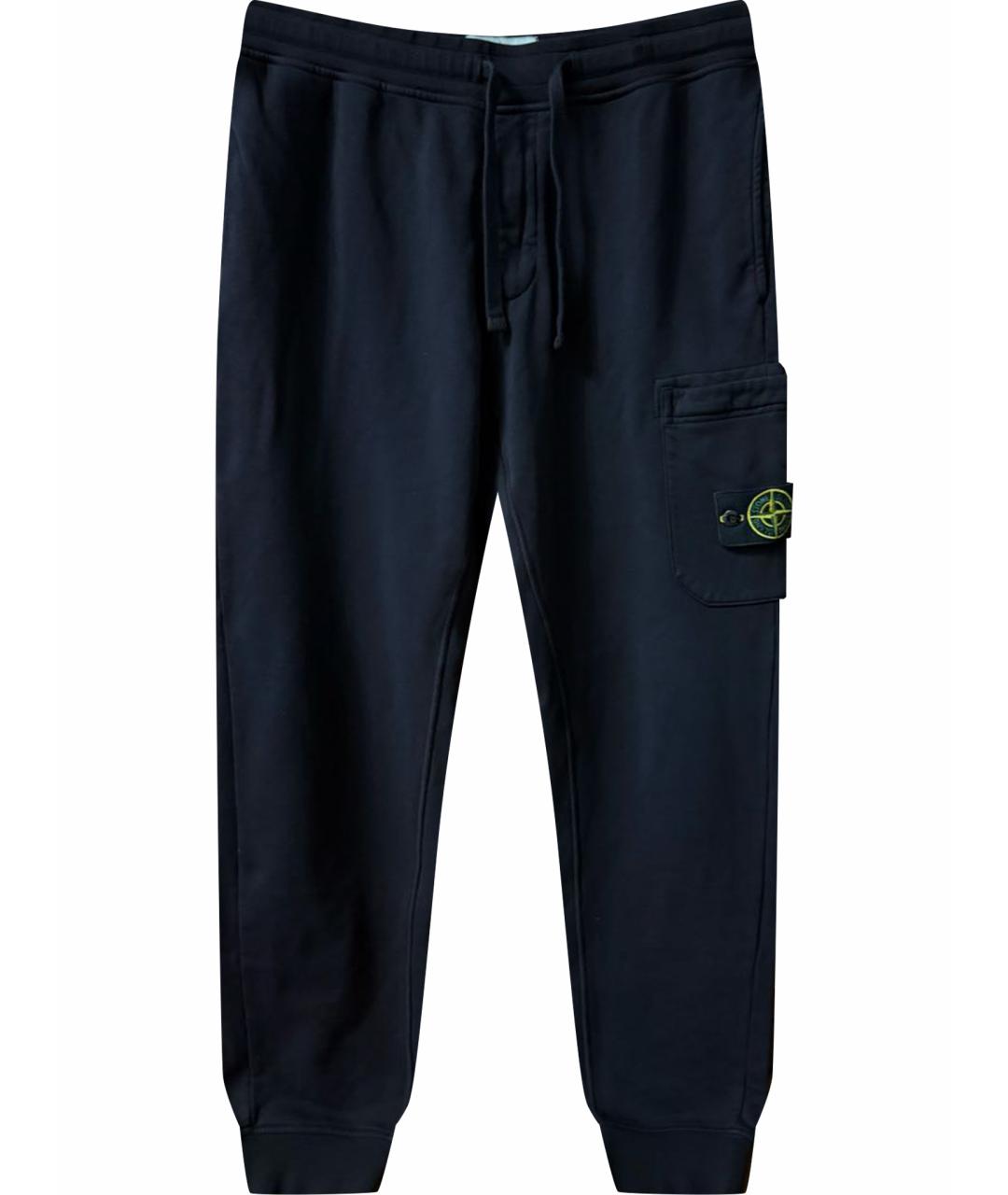 STONE ISLAND Темно-синие хлопковые повседневные брюки, фото 1