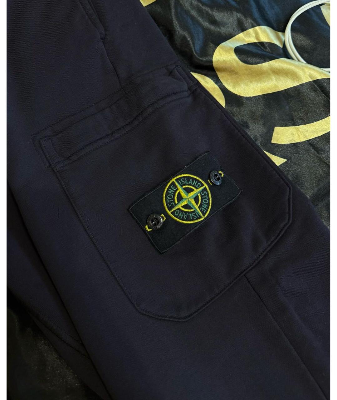 STONE ISLAND Темно-синие хлопковые повседневные брюки, фото 3