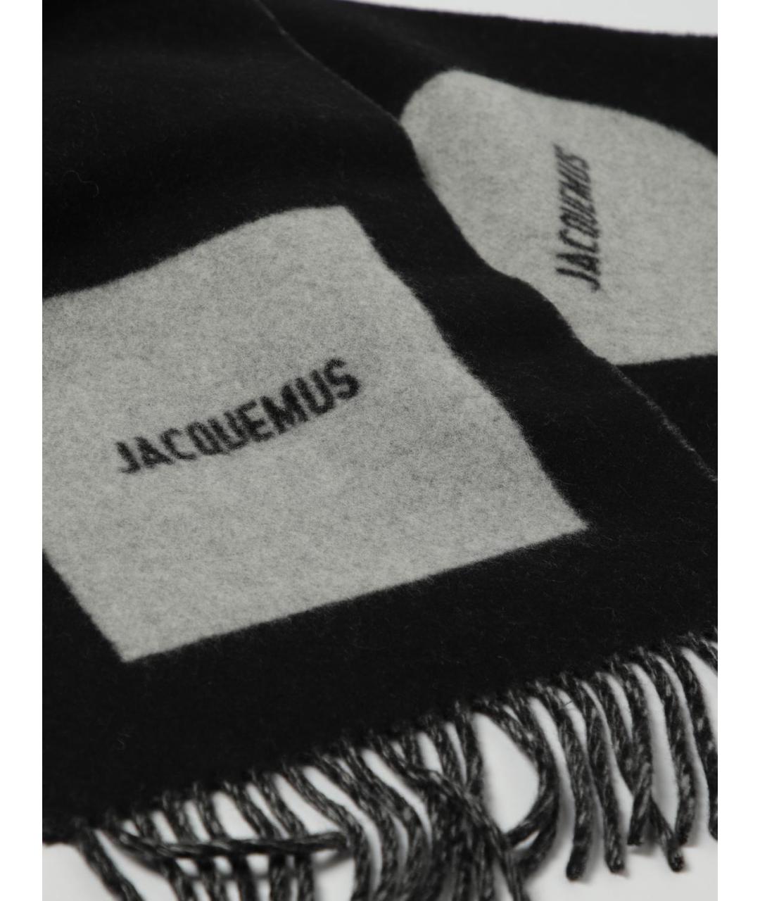 JACQUEMUS Черный шерстяной шарф, фото 3