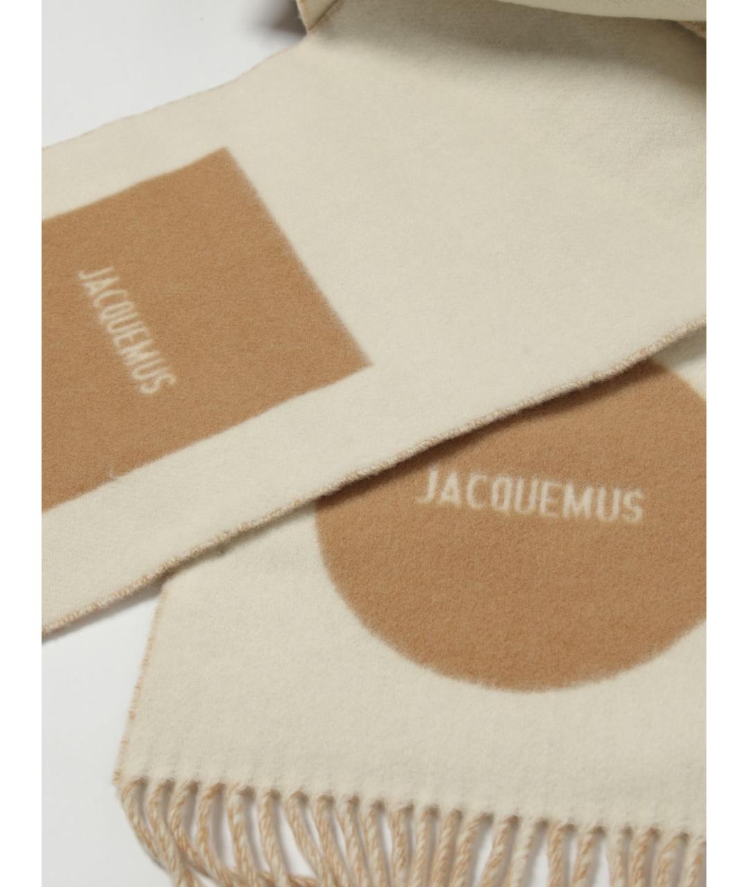 JACQUEMUS Бежевый шерстяной шарф, фото 3