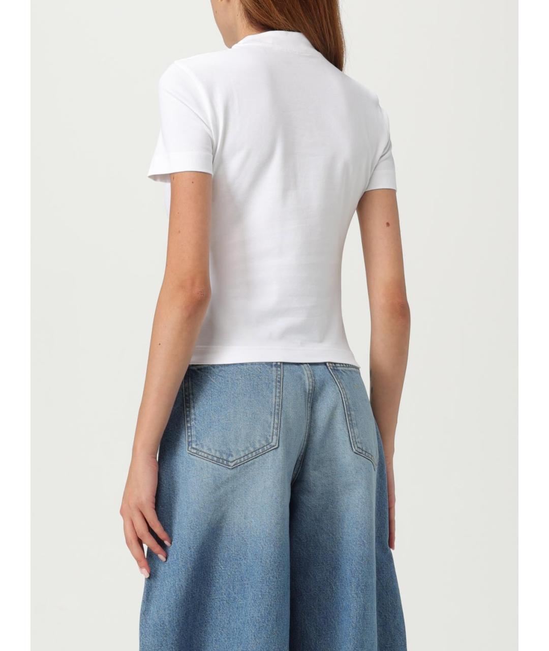 JACQUEMUS Белая хлопко-эластановая футболка, фото 4