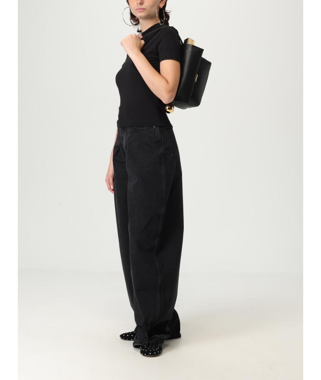 JACQUEMUS Черная кожаная сумка через плечо, фото 3