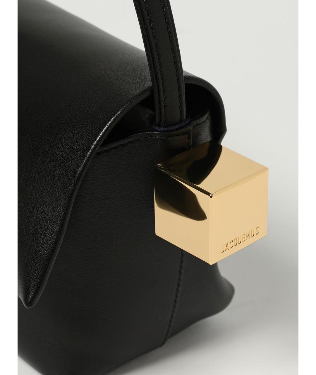 JACQUEMUS Черная кожаная сумка через плечо, фото 4