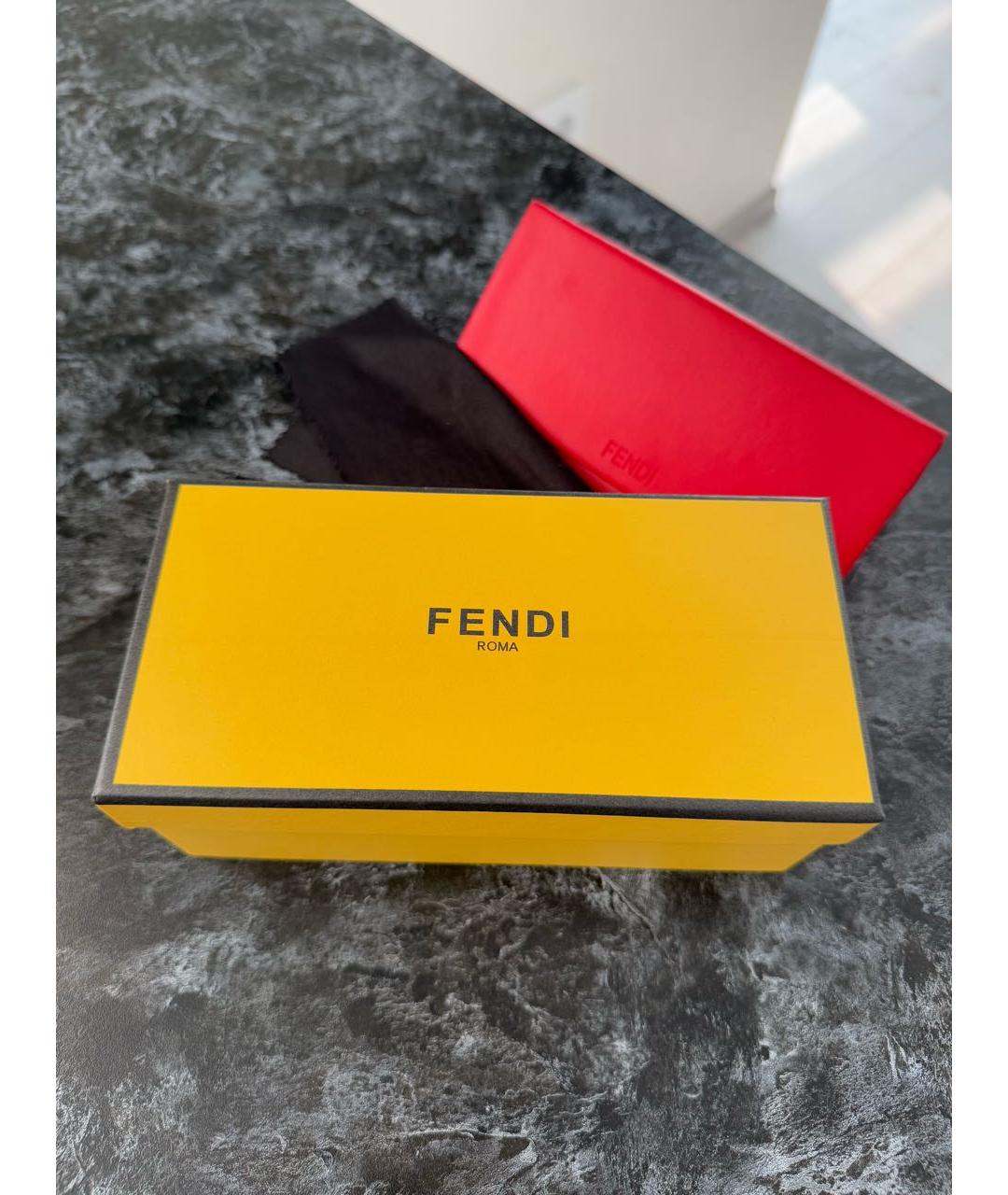 FENDI Коричневые металлические солнцезащитные очки, фото 4