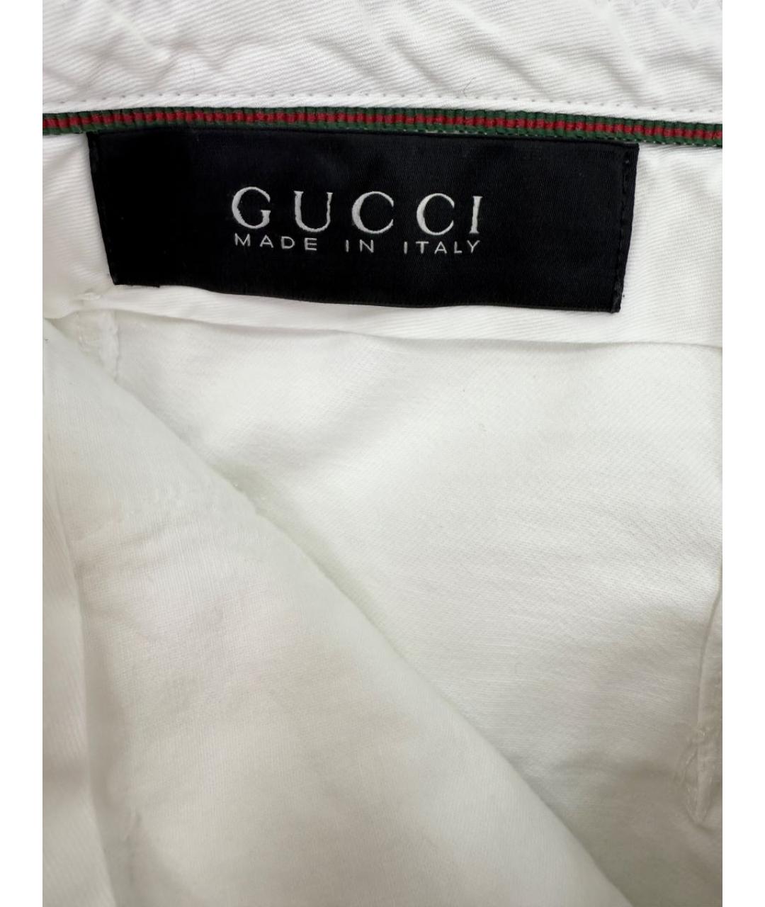 GUCCI Белые хлопковые повседневные брюки, фото 3