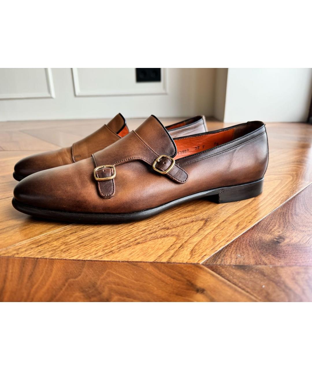 SANTONI Коричневые кожаные туфли, фото 5