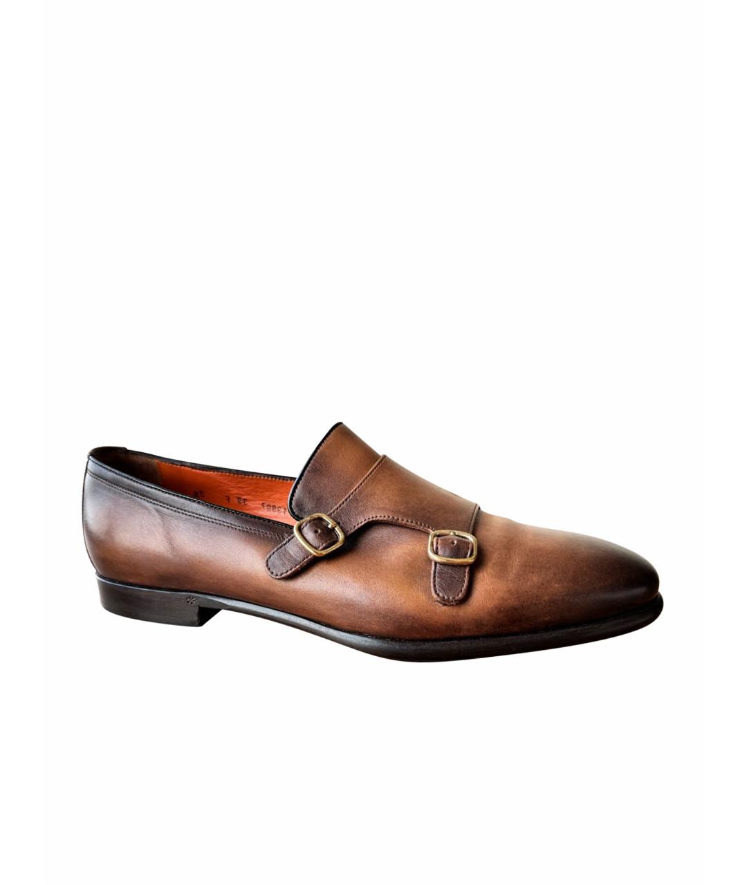 SANTONI Коричневые кожаные туфли, фото 1