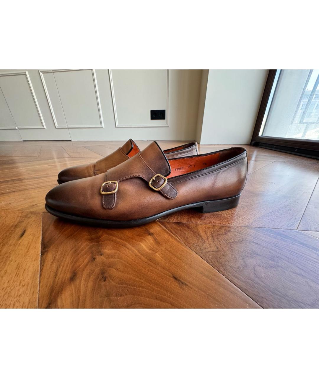 SANTONI Коричневые кожаные туфли, фото 3