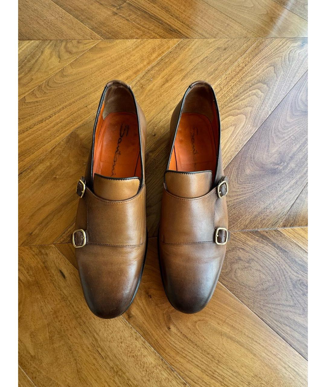 SANTONI Коричневые кожаные туфли, фото 2
