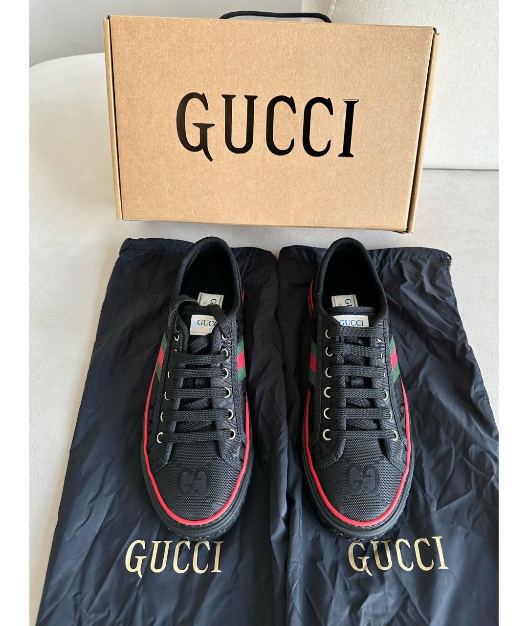 GUCCI Черные текстильные кеды, фото 2