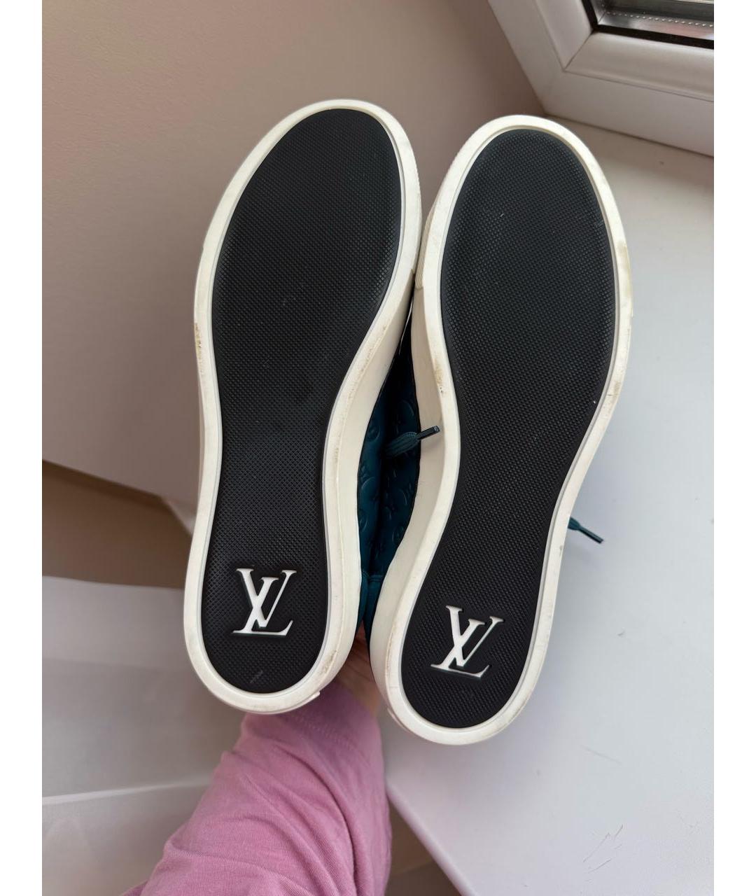 LOUIS VUITTON Бирюзовые кожаные кеды, фото 4