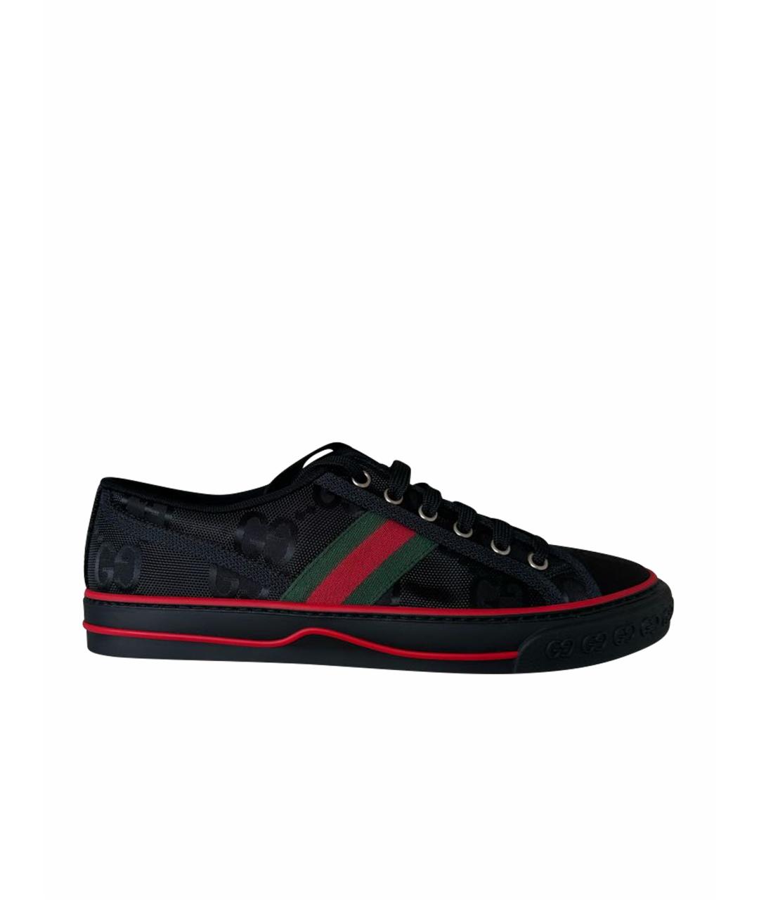 GUCCI Черные текстильные низкие кроссовки / кеды, фото 1