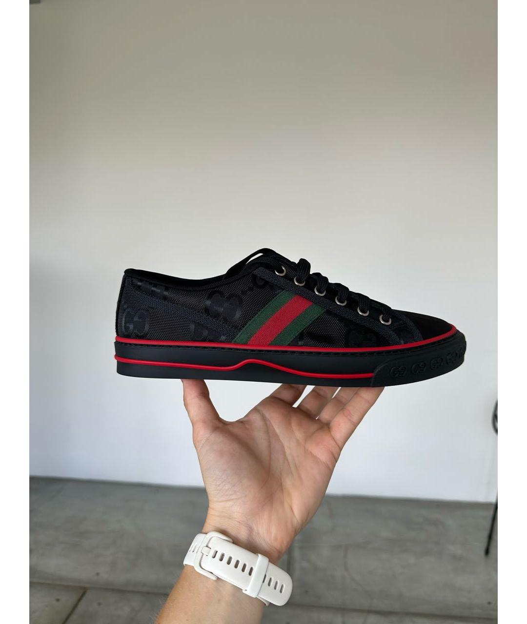GUCCI Черные текстильные низкие кроссовки / кеды, фото 9