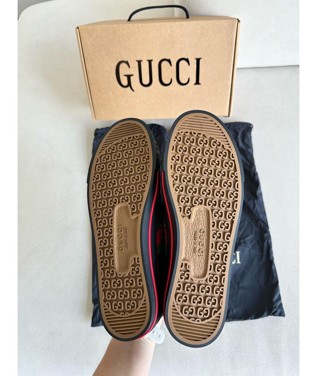 GUCCI Черные текстильные низкие кроссовки / кеды, фото 8