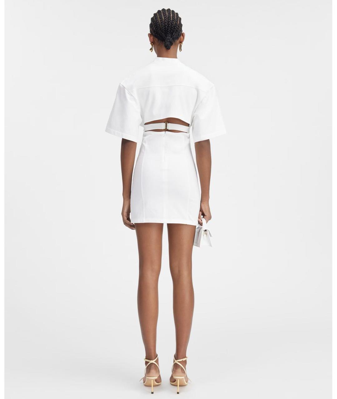 JACQUEMUS Белое хлопковое коктейльное платье, фото 2